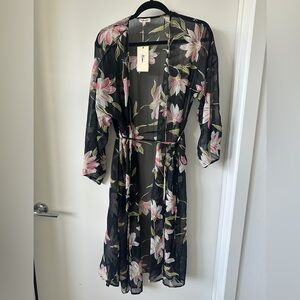 Floral Sheer Long Sleeve Kimono